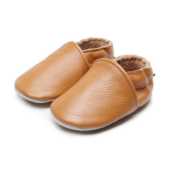 BROWN BABY TODDLER LEATHER SHOES / MOCCASINS - Picture 2 of 5